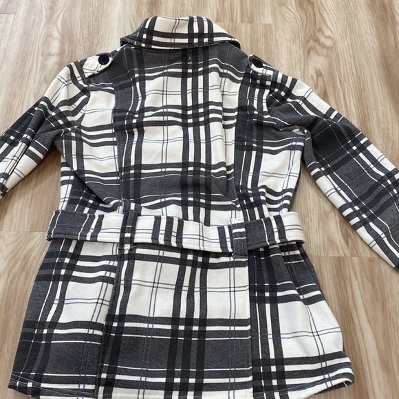 Glimmer by JJ basics Juniors medium grey and white plaid coat - Picture 4 of 4